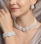 3-Piece Teardrop Pearl Choker Jewelry Set, Layered Necklace, Bridal Wedding Statement Choker