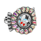 Western Hummingbird Conch Cuff Bracelet, Engraved Bird Statement Jewelry