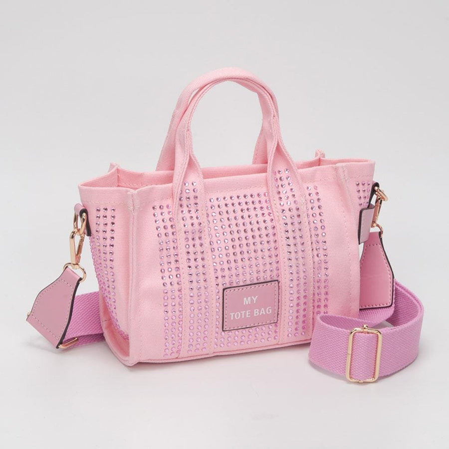 Rhinestone Studded Mini Tote Bag | Sparkly Glam Crossbody Purse for Women