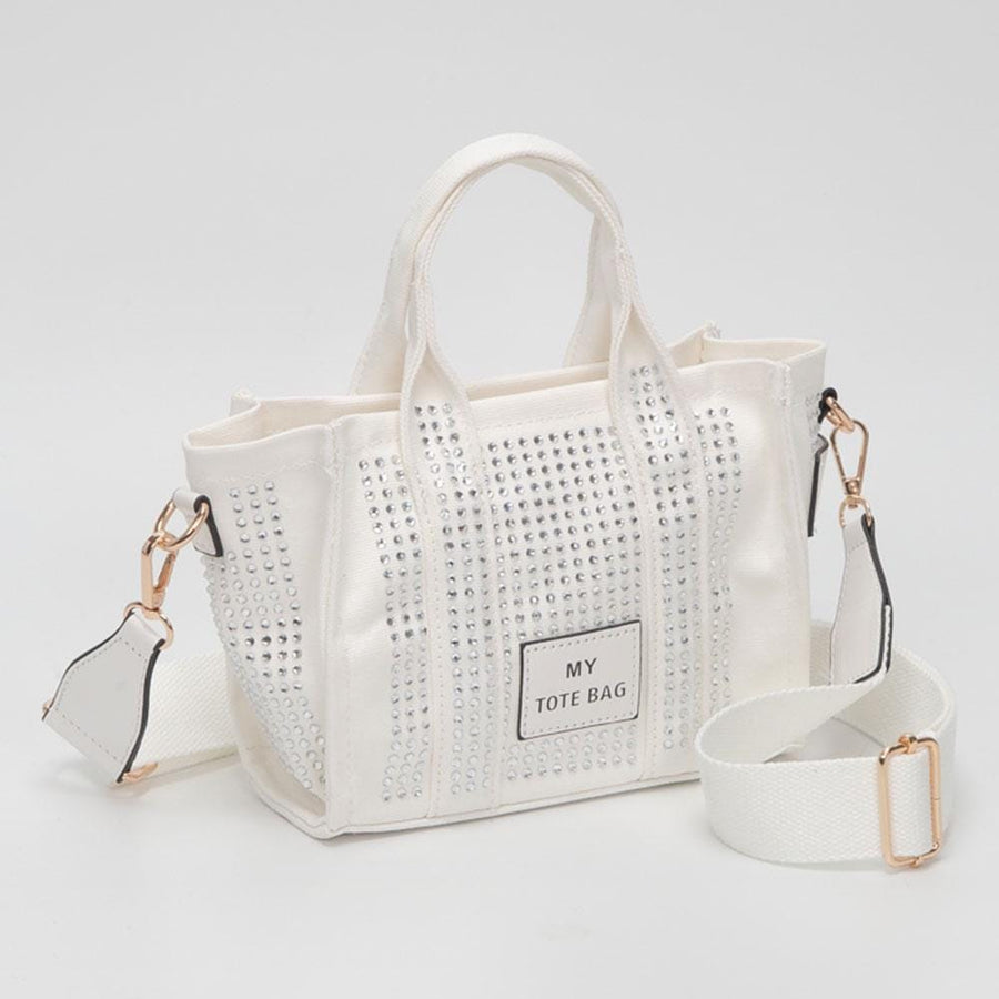Rhinestone Studded Mini Tote Bag | Sparkly Glam Crossbody Purse for Women