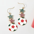 Glitter Double Star Soccer Ball Earrings | Game Day Drop Earring | Team Spirit Statement Earrings