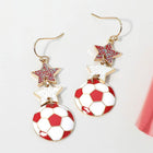 Glitter Double Star Soccer Ball Earrings | Game Day Drop Earring | Team Spirit Statement Earrings