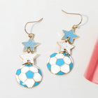 Glitter Double Star Soccer Ball Earrings | Game Day Drop Earring | Team Spirit Statement Earrings