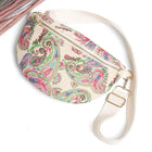 Boho Abstract Embroidered Crossbody Belt Sling Fanny Bag | Trendy Waist Bag | Travel Bohemian Purse