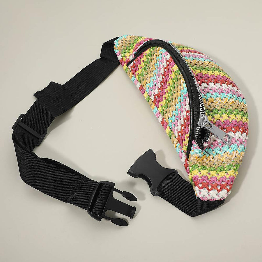 Boho Woven Embroidered Crossbody Belt Sling Bag | Bohemian Waist Bag | Travel Fannybag