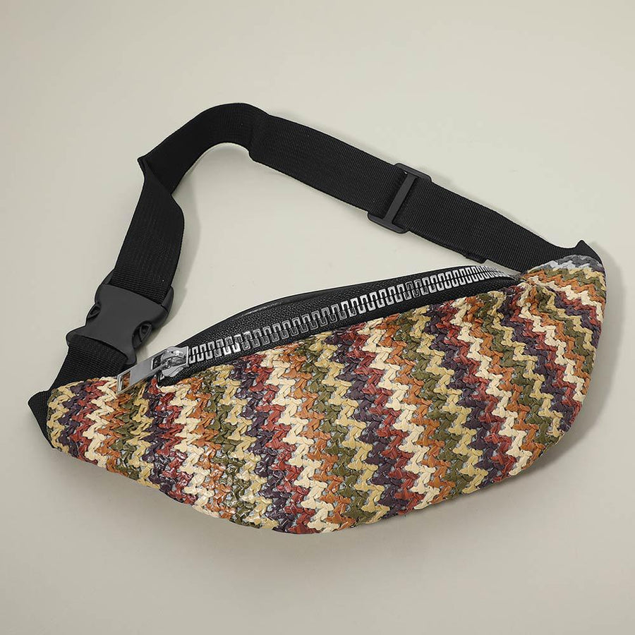 Boho Woven Embroidered Crossbody Belt Sling Bag | Bohemian Waist Bag | Travel Fannybag
