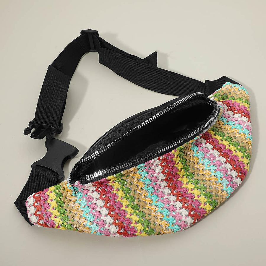 Boho Woven Embroidered Crossbody Belt Sling Bag | Bohemian Waist Bag | Travel Fannybag
