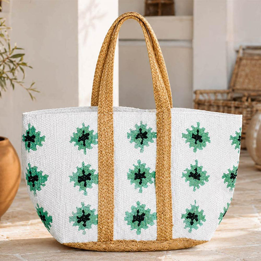 Oversized Boho Woven Geometric Pattern Carryall Tote | Large Bohemian Everyday Handbag | Beach Shoulder bag