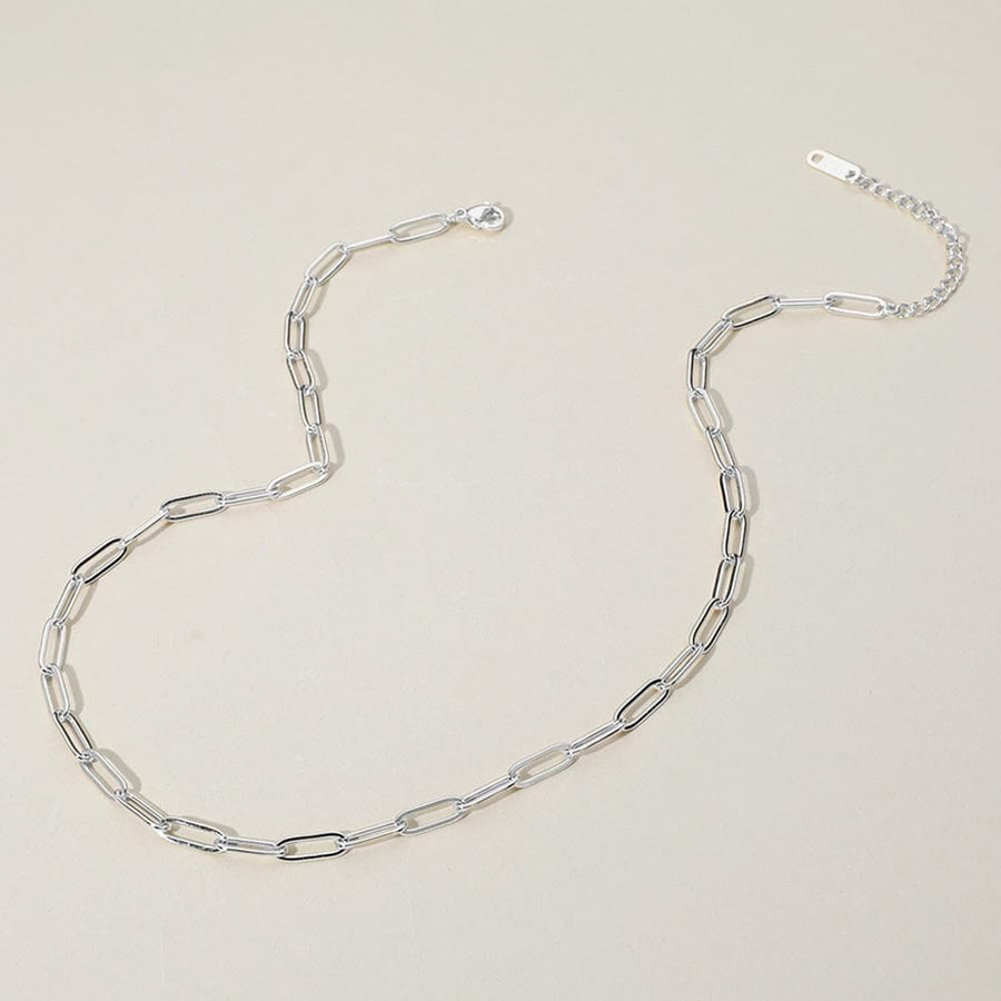 14K Gold Plated Paperclip Chain Necklace, Minimalist Stainless Steel Link Jewelry