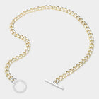 14K Gold Plated CZ Paved Toggle Necklace, Dainty Chain Jewelry, Minimalist Layering Necklace