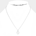 Heart Pendant Necklace and Round Stud Earrings Set | Dainty Minimalist Everyday Jewelry