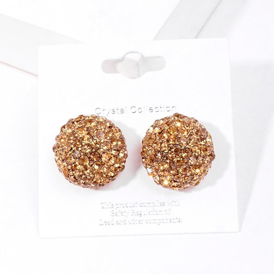 Crystal Pave Dome Stud Earrings | Sparkly Rhinestone Statement Studs | Elegant Everyday Minimalist Jewelry Gift