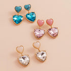 Epoxy Heart Glass Stone Dangle Earrings, Marbled Detail, Romantic Statement Jewelry