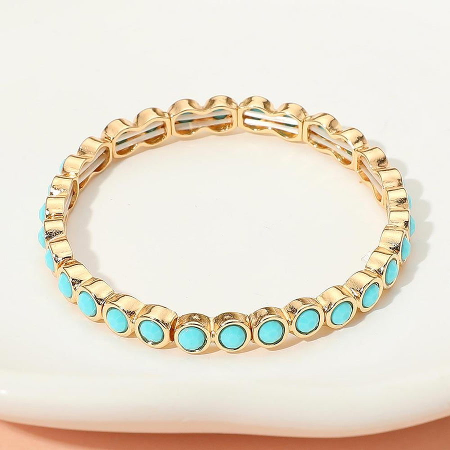 Stone Bezel Stretch Bracelet | Stackable Minimalist Crystal Bracelet for Women | Elegant Everyday Jewelry