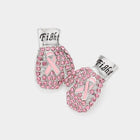 Pink Ribbon Boxing Glove Earrings | Stone Paved Fight Message Breast Cancer Awareness Jewelry
