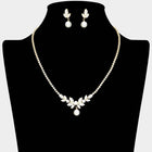 Pearl Marquise CZ Cluster Necklace | Paved Statement Bridal Jewelry Set