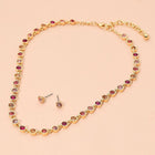 Round Stone Bezel Link Chain Necklace Set | Dainty Minimalist Layering Necklace for Women