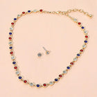 Round Stone Bezel Link Chain Necklace Set | Dainty Minimalist Layering Necklace for Women