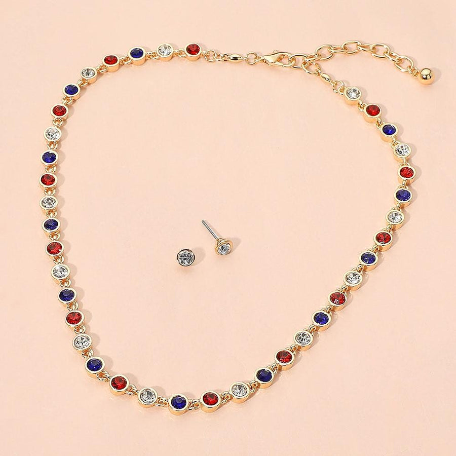 Round Stone Bezel Link Chain Necklace Set | Dainty Minimalist Layering Necklace for Women