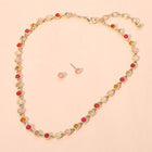 Round Stone Bezel Link Chain Necklace Set | Dainty Minimalist Layering Necklace for Women