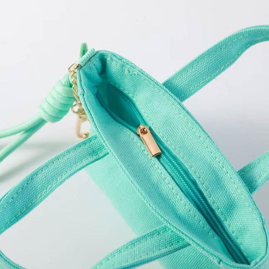 Mini Canvas Tote Bag Keychain Bag Charm | Purse Accessory | Trendy Handbag Keyring
