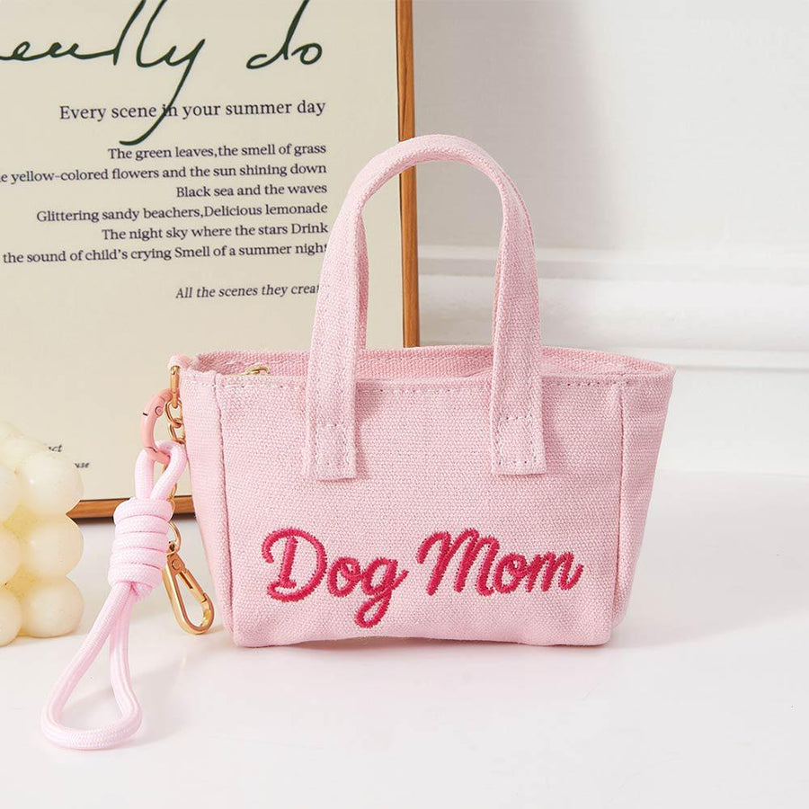 Mini Canvas Tote Bag Keychain Bag Charm | Purse Accessory | Trendy Handbag Keyring