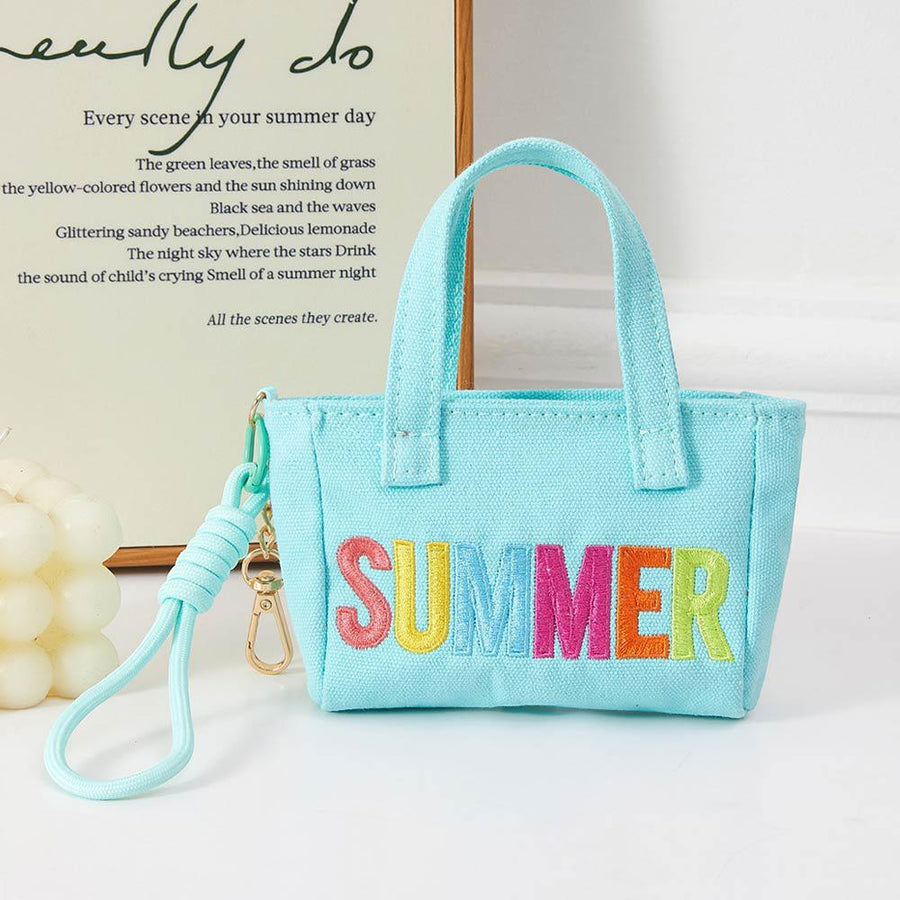 Mini Canvas Tote Bag Keychain Bag Charm | Purse Accessory | Trendy Handbag Keyring