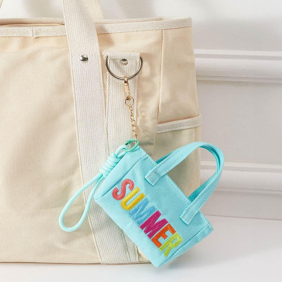 Mini Canvas Tote Bag Keychain Bag Charm | Purse Accessory | Trendy Handbag Keyring