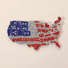 Rhinestone Pave American USA Flag Map Pin Brooch | Patriotic Sparkly Lapel Pin Accessory