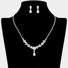 Teardrop CZ Floral Necklace | Bridal Crystal Statement Jewelry Set