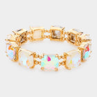 Crystal Cushion Cut Stretch Bracelet | Handmade Glass Bead Jewelry | Beaded Stacking Bracelet