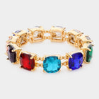 Crystal Cushion Cut Stretch Bracelet | Handmade Glass Bead Jewelry | Beaded Stacking Bracelet