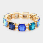 Crystal Cushion Cut Stretch Bracelet | Handmade Glass Bead Jewelry | Beaded Stacking Bracelet