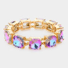 Crystal Cushion Cut Stretch Bracelet | Handmade Glass Bead Jewelry | Beaded Stacking Bracelet