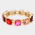 Crystal Cushion Cut Stretch Bracelet | Handmade Glass Bead Jewelry | Beaded Stacking Bracelet