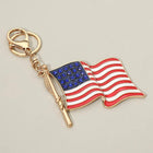 Rhinestone Accent American USA Flag Keychain Bag Charm | Patriotic Purse Accessory | Sparkly Keyring