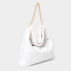 Padded Quilted Shoulder Bag | Adjustable Metal Strap, Trendy Women’s Handbag | Fashion Crossbody Bag