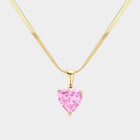 18K Gold Dipped CZ Heart Pendant Necklace | Minimalist Dainty Heart Chain