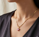 18K Gold Dipped CZ Heart Pendant Necklace | Minimalist Dainty Heart Chain