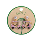 Golf Cart Drop Earrings | Patriotic USA Flag Design, Sports Lover Jewelry