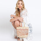 Mixed Color Woven Straw Tote Bag | Boho Resort Beach Vacation Handbag