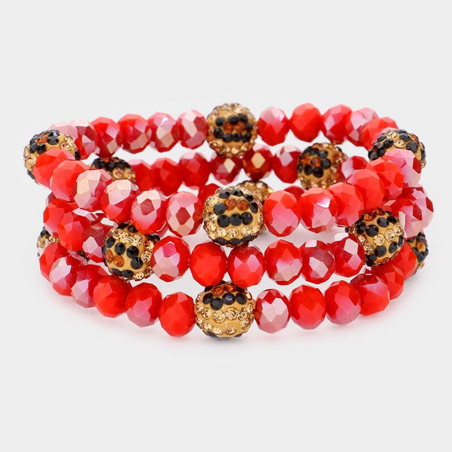 Leopard Pattern Shamballa Bead Bracelet | Faceted Stretch Bracelet | Trendy Boho Bracelets