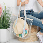 Transparent Hat Carrying Tote Bag | Aztec Strap Beach Travel Bag | Resort & Vacation Handbag