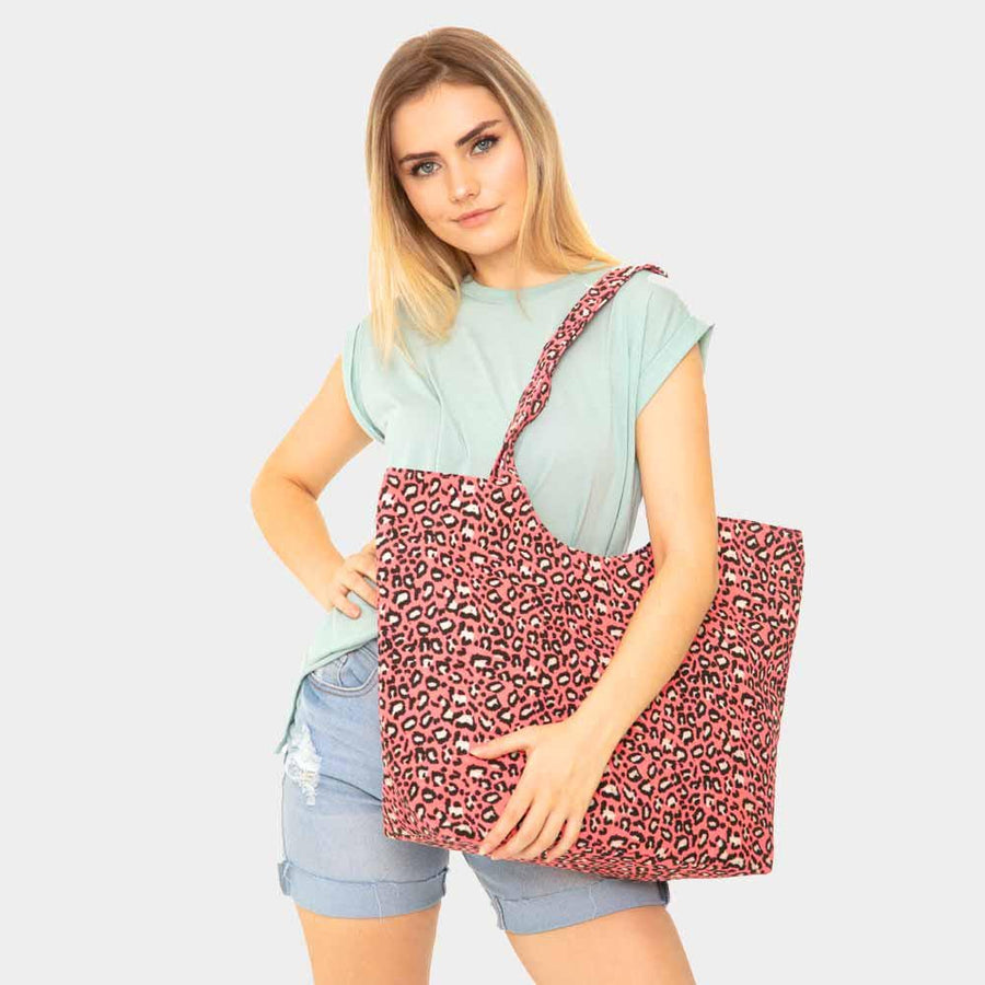 Leopard Print Jute Tote Bag | Boho Summer Beach Bag | Large Vacation Handbag