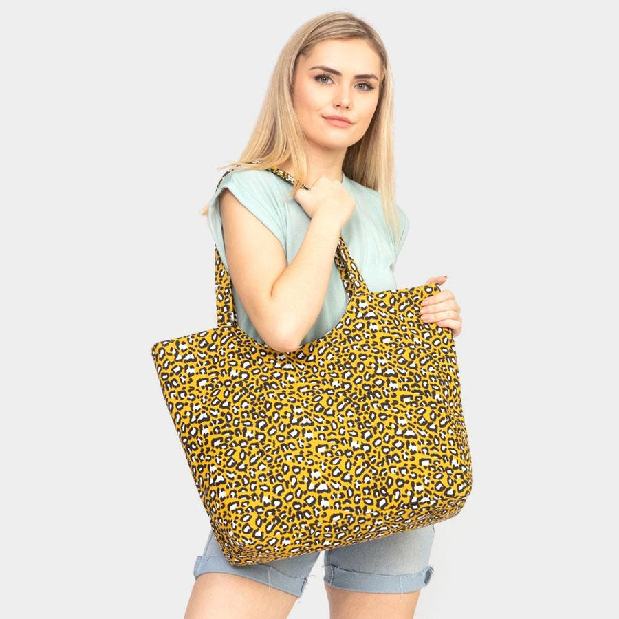 Leopard Print Jute Tote Bag | Boho Summer Beach Bag | Large Vacation Handbag