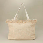 Sequin Embellished Woven Tote Bag | Large Frayed Shoulder Beach Bag | Boho Summer Handbag