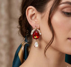 Teardrop Stone Cluster Dangle Earrings | Bug Oval Rhinestone Statement Jewelry