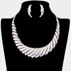 Crystal Rhinestone Round Collar Necklace Set | Glam Statement Bib Jewelry | Bridal Evening Party Necklace