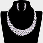 Crystal Rhinestone Round Collar Necklace Set | Glam Statement Bib Jewelry | Bridal Evening Party Necklace