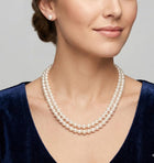 Double Layered Pearl Necklace and Earrings set | Elegant Two Strand Pearl Jewelry